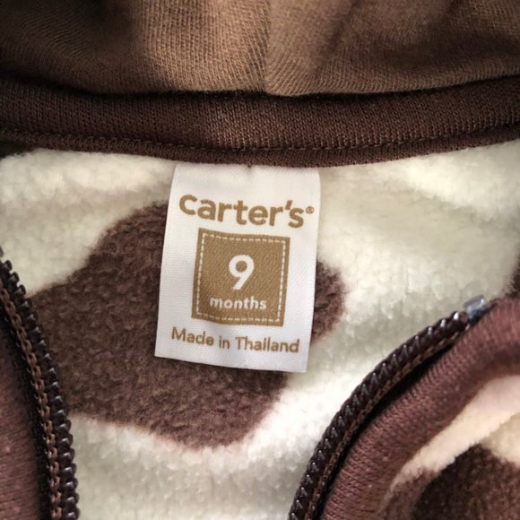 Carter's Size 9 Month Cow Peek-A-Boo Hooded Jacket - Picture 7 of 7
